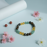 gemstone stretch bracelet made with a mix of natural crystal beads