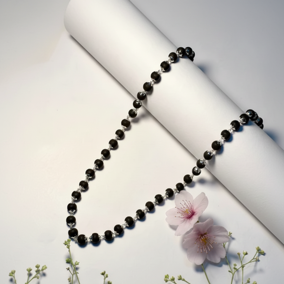 Karungali Silver Cap Mala - Lab Certified