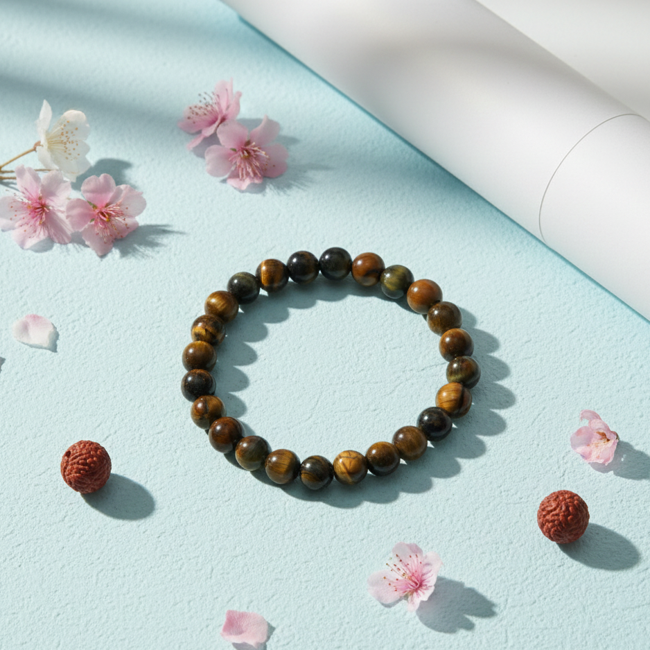 Tiger Eye Bracelet – Natural Gemstone Energy Beads for Strength & Protection